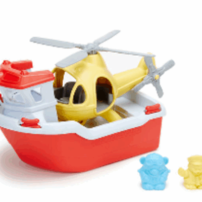 Green Toys Rescue Boat & Helicopter